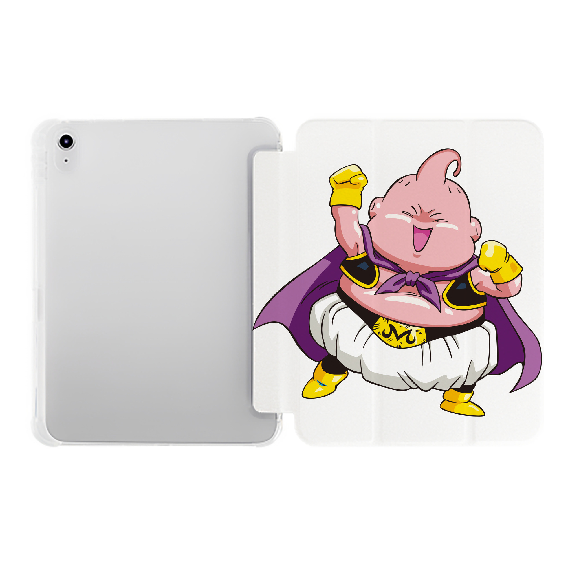 （画像用） ドラゴンボール 魔人ブウ DRAGON BALL Majin Buu IPad ケース ペン収納付き 三つ折りスタンド PUレザー×シリコン 対応機種9.5/10.5/10.9インチ
